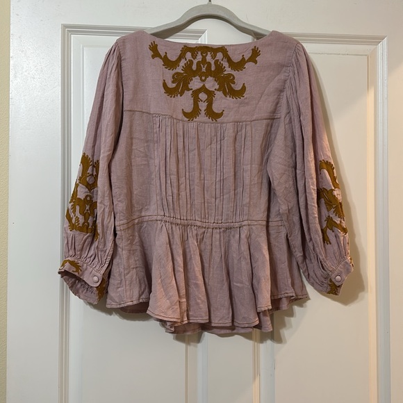 Free People Pink Blouse with Gold Accents - Picture 3 of 11
